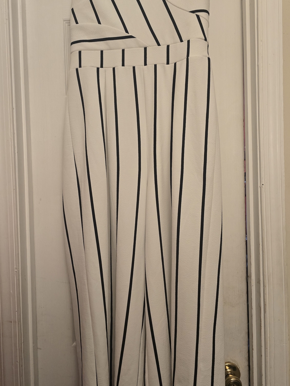 VENUS White Jumpsuit with Black Pinstripes